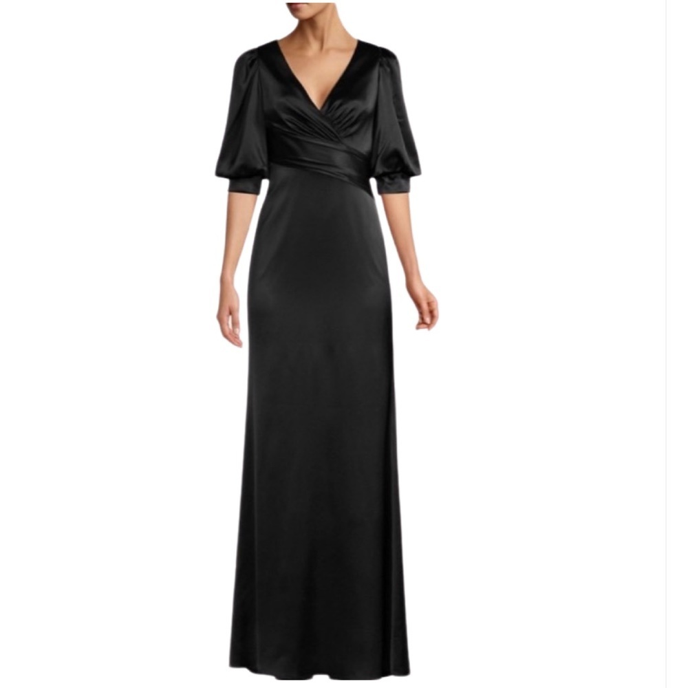 NWT-Aidan Mattox Puff Sleeve Satin Gown - Picture 9 of 10